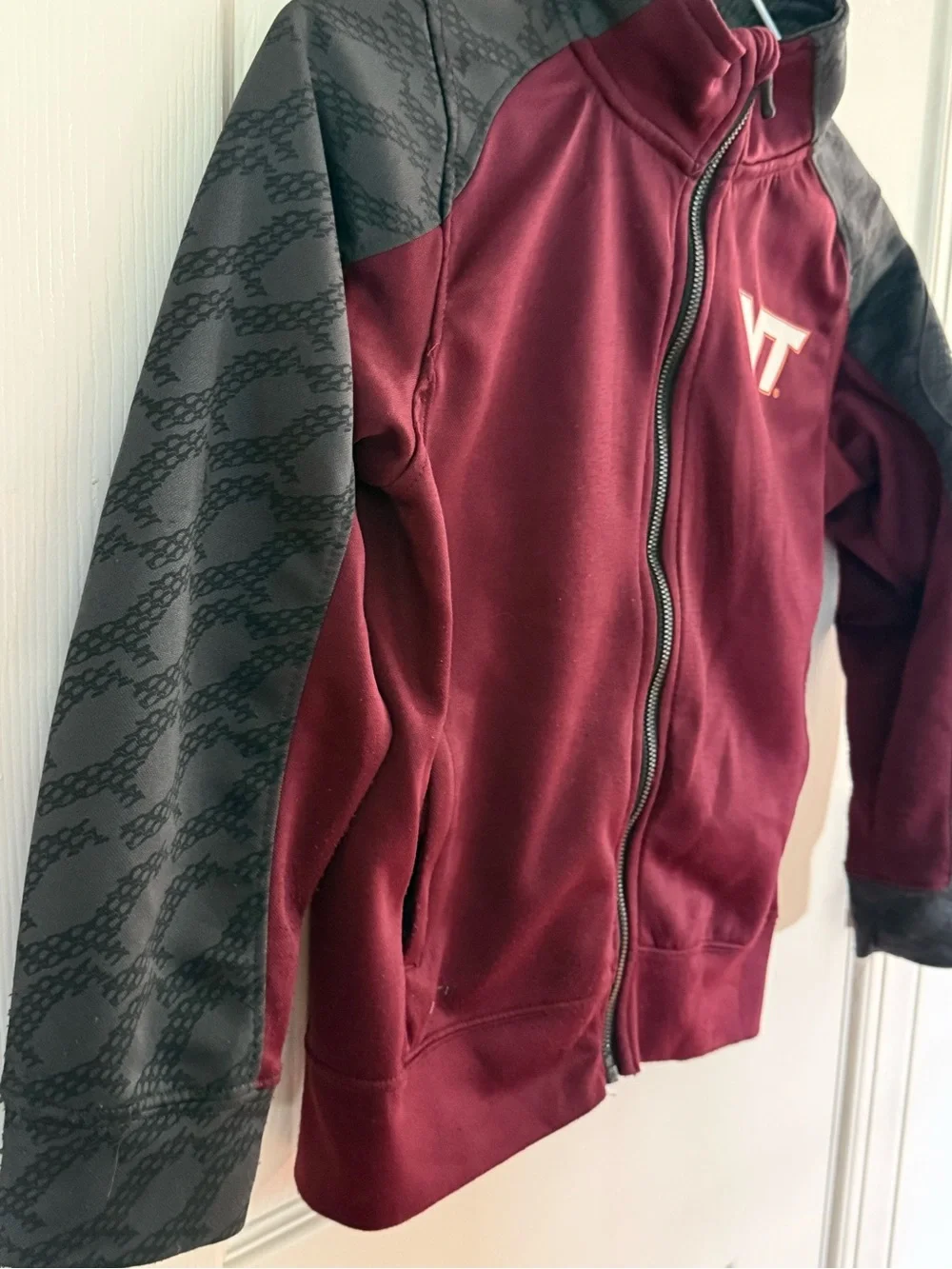 Nike Virginia Tech Hokies Dri-FIT Youth S Full Zip Jacket VT Maroon Gray